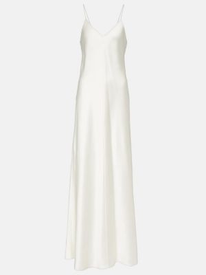 Jedwabna sukienka długa The Row biała
