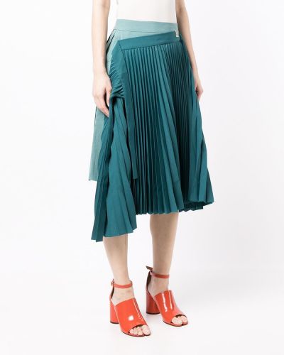 Plisované asymetrické sukně Maison Mihara Yasuhiro zelené