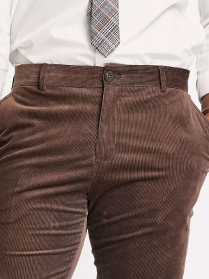 Вельветовые брюки слим Selected Homme коричневые