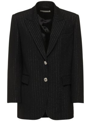 Oversized volneni blazer s črtami Alessandra Rich črna