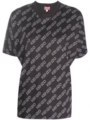 Raštuotas medvilninis marškinėliai Kenzo juoda