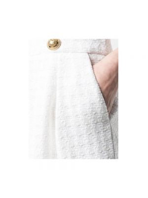 Pantalones de cintura alta de tweed Balmain blanco