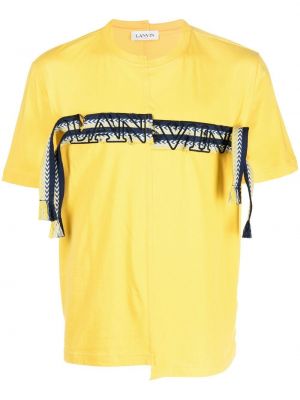 Памучна тениска бродирана Lanvin жълто