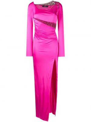Вечерна рокля от джърси с кристали Versace розово