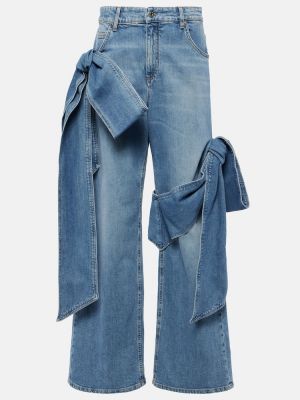 Straight fit džíny s mašlí s vysokým pasem Blumarine šedé