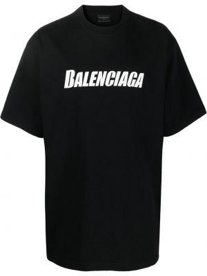 Bavlnené tričko s potlačou Balenciaga čierna
