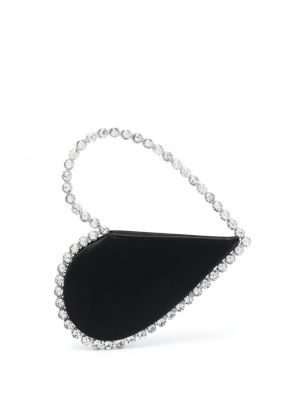 Saténová listová kabelka so srdiečkami L'alingi čierna