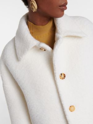 Mohérový krátký kabát Bottega Veneta biela