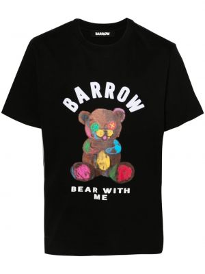 Černé bavlněné tričko s potiskem Barrow