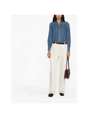 Koszula jeansowa na guziki z długim rękawem Polo Ralph Lauren niebieska