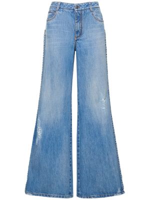 Haftowane jeansy relaxed fit Ermanno Scervino niebieskie