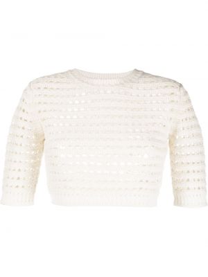 Haut en tricot avec manches courtes ajouré See By Chloé blanc