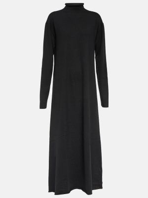 Sukienka midi z kaszmiru Jil Sander czarna