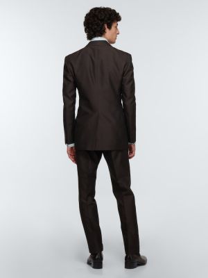 Bavlnený hodvábny vlnený oblek Tom Ford hnedá