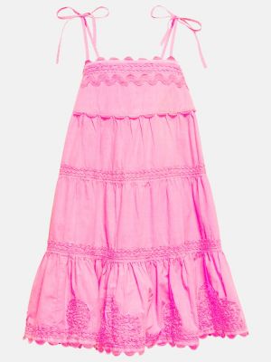 Памучна рокля бродирана Juliet Dunn розово