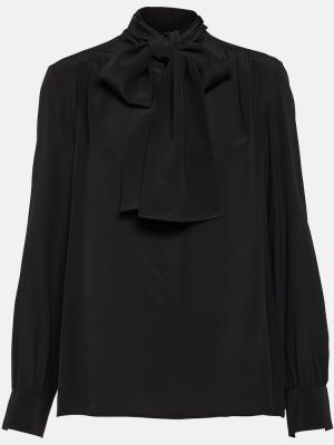 Μεταξωτή μπλούζα Saint Laurent μαύρο