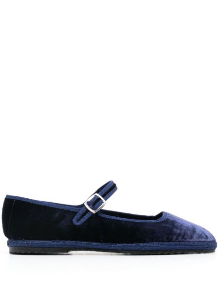 Žametne nizki čevlji iz rebrastega žameta Scarosso modra