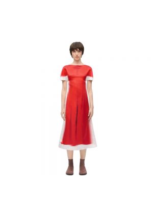 Jedwabna sukienka midi Loewe czerwona