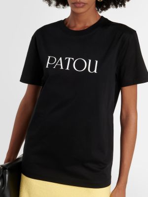 T-shirt di cotone in jersey Patou nero