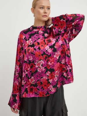 Копринена блуза с принт Gestuz розово