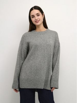 Oversize меланжов пуловер Kaffe сиво