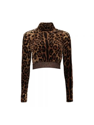Sweter w panterkę Dolce And Gabbana brązowy