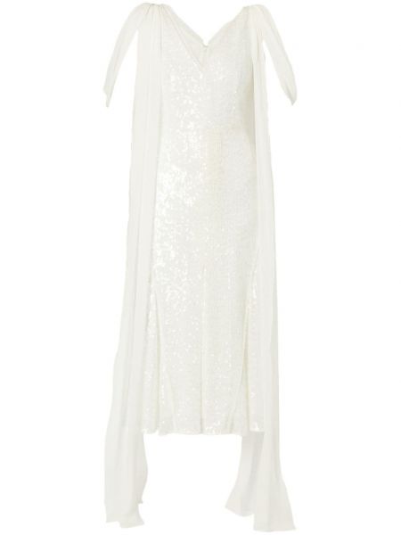 Коктейлна рокля с драперии Erdem бяло
