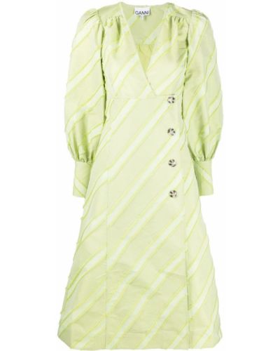 Μάξι φόρεμα με λαιμόκοψη v Ganni πράσινο