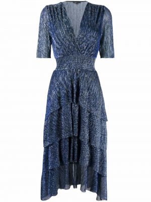 Платье с V-образным вырезом металлическое Maje, синее