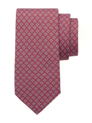 Cravate en soie à imprimé Ferragamo rouge