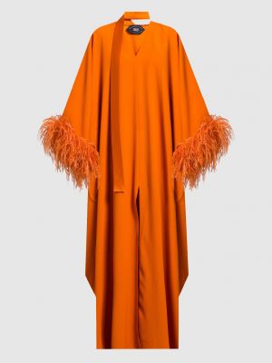 Оранжевое вечернее платье с перьями Taller Marmo