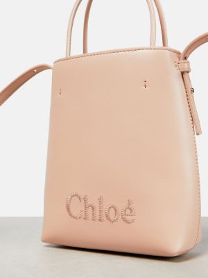 Кожени чанта през рамо Chloã© розово