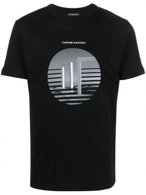 T-shirt en coton à imprimé Costume National Contemporary noir