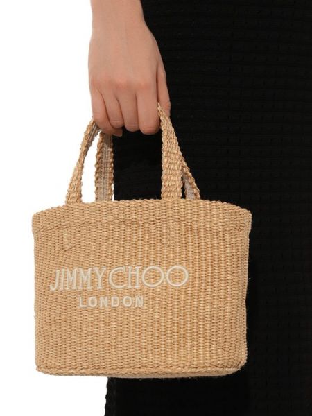 Пляжная сумка шоппер Jimmy Choo бежевая