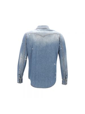 Camisa de algodón Saint Laurent Vintage azul