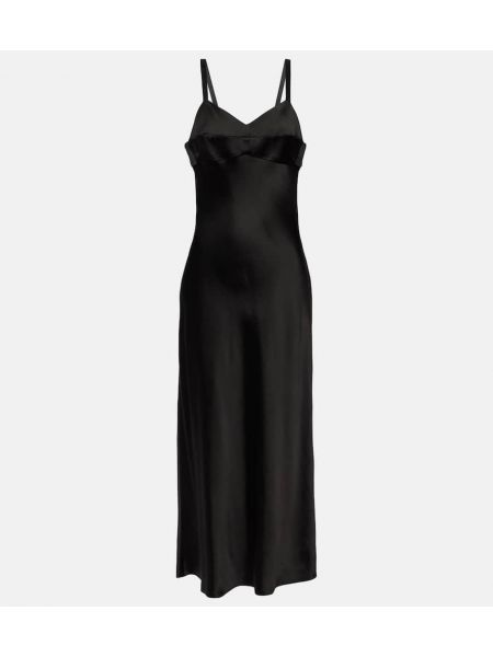 Satynowa sukienka midi Khaite czarna