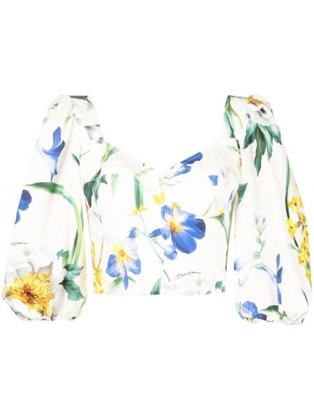 Bluza s cvetličnim vzorcem s potiskom Dolce & Gabbana bela