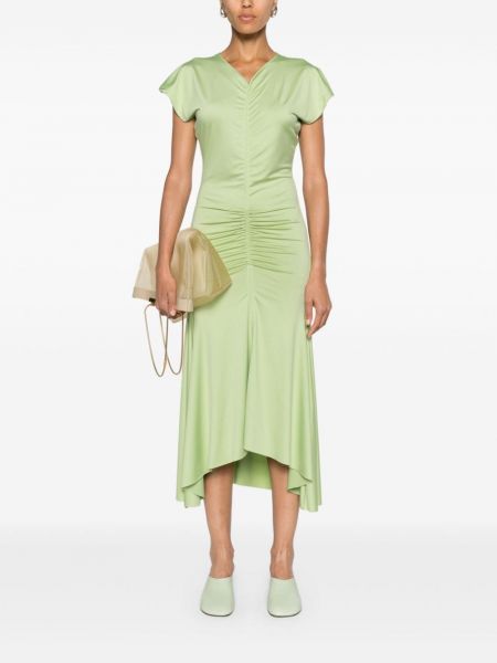 Žerzejové šaty s výstřihem do v Victoria Beckham zelené