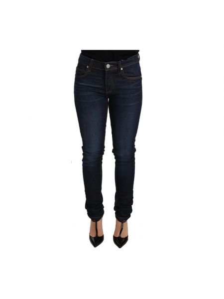 Niebieskie jeansy skinny z niską talią Versace Jeans Couture