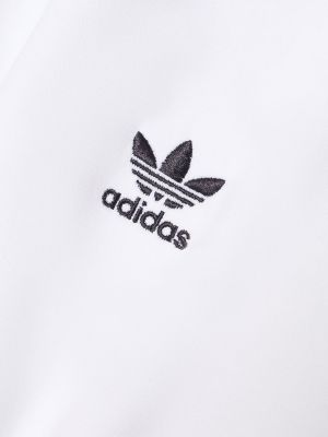 Hanorac cu glugă din bumbac cu dungi Adidas Originals alb