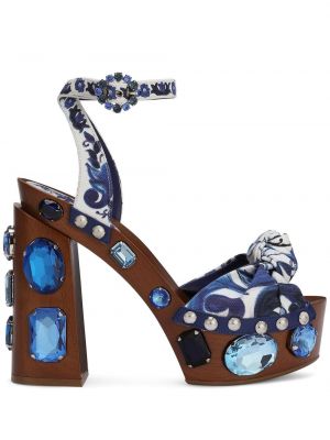 Raštuotos sandalai su kristalais Dolce & Gabbana