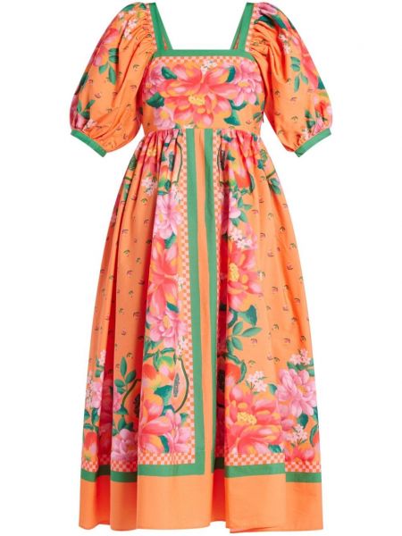 Ravna haljina s printom Farm Rio narančasta