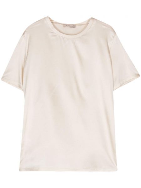 T-shirt en satin col rond Blanca Vita beige
