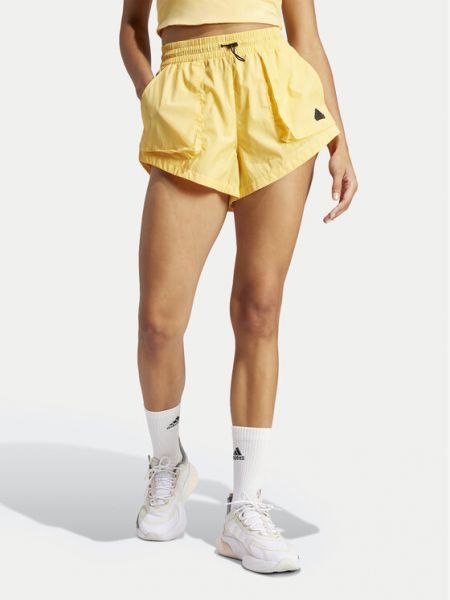 Pantaloni sport cu croială lejeră cu talie înaltă Adidas Sportswear galben