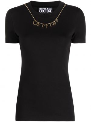 Pamut póló Versace Jeans Couture fekete