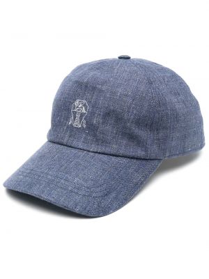 Brodert cap Brunello Cucinelli blå