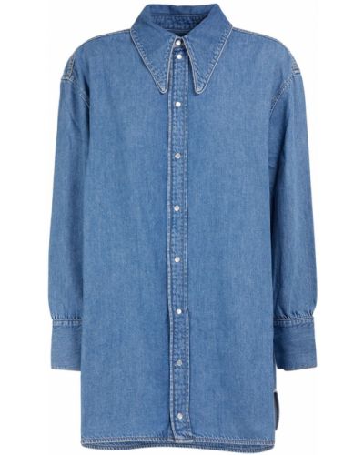 Koszula jeansowa bawełniana oversize Ganni niebieska