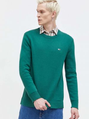 Sweter bawełniany Tommy Jeans zielony