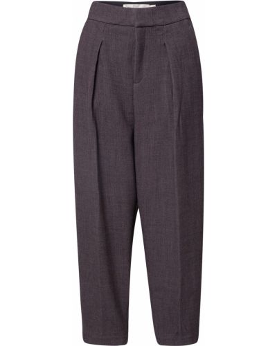 Nohavice s vysokým pásom v biznis štýle na zips Inwear - hnedá