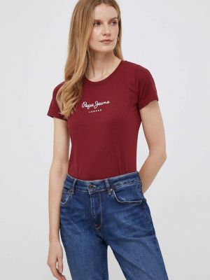 Тениска Pepe Jeans винено червено
